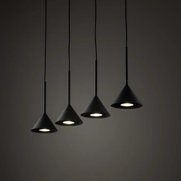 Trójkątna lampa wisząca CONO 10305 na listwie do salonu czarny