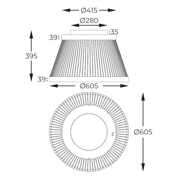Druciana lampa sufitowa Balu MX3328-2-3BT LED 34W 3000-6000K czarny