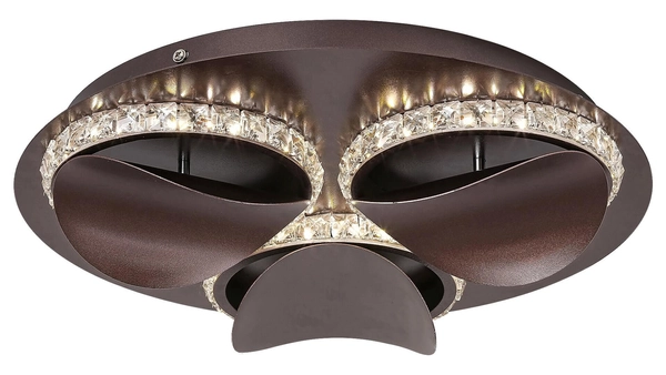 Sufitowa LAMPA glamour CAPRIANA 5050 Rabalux okrągła OPRAWA plafon LED 18W 4000K pierścienie z kryształkami brązowe