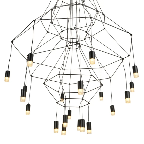 Lampa wisząca modernistyczna LINEA ST-5961-20 czarna metalowa G9 20-punktowa do salonu