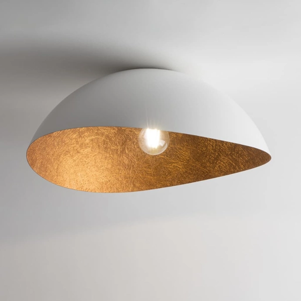 Owalna lampa sufitowa SOLARIS 40619 Sigma kopuła biała miedziana