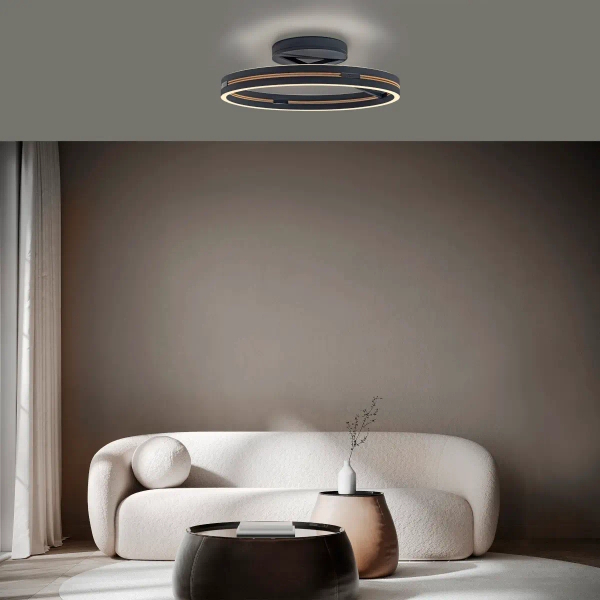 Sterowany pilotem plafon PURE E-LOOP czarny 6552-18 1xLED 33W 2700-5000K ze zmienną barwą