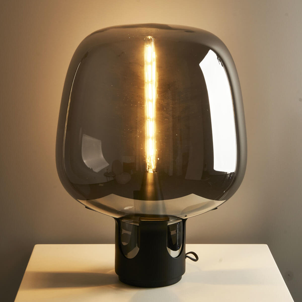 Stołowa lampka przydymiona FATA ST-7278-S BLACK bańka do sypialni czarny