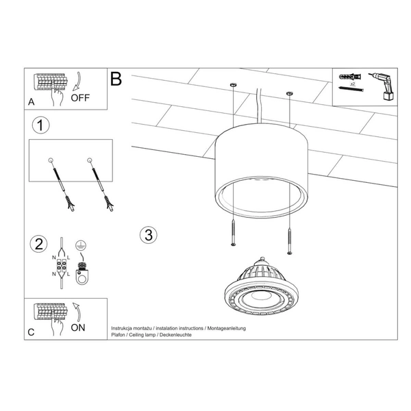 Betonowy downlight sufitowy SL.0881 okrągły do przedpokoju