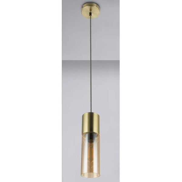 LAMPA wisząca ANNIKA 21000HM Globo szklana OPRAWA loftowy ZWIS tuba mosiężna bursztynowa