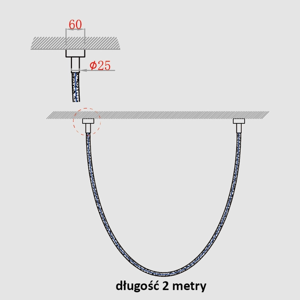 Regulowana lampa wisząca Rope LP-642/2M Smart LED 25W 2700K-6500K lina do salonu złoty biały