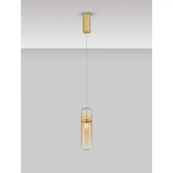 Zwisająca lampka tubka REBALVO LE45198 LED 7W 3000K złota