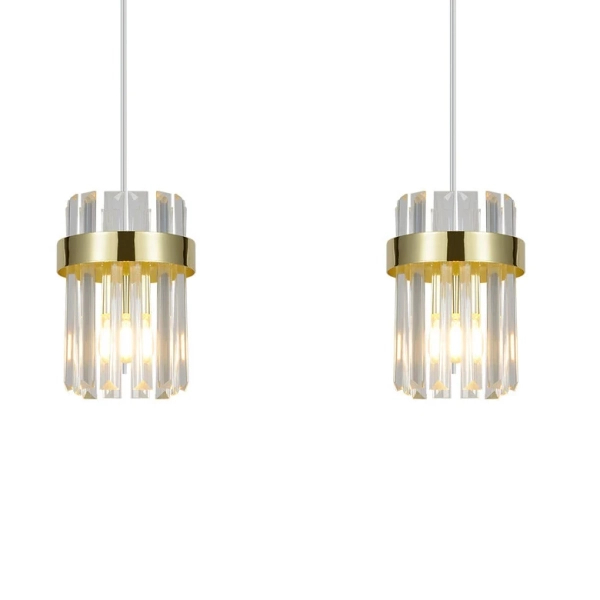 Metalowa lampa wisząca Vetro LP-2910/2L GD kryształowa nad wyspę złota