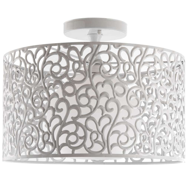 Sufitowa LAMPA okrągła VEN N1694/1 ażurowy plafon metalowy biały