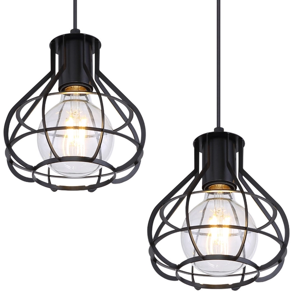 Wisząca LAMPA industrialna CLASTRA 15388-4D Globo druciana OPRAWA metalowy ZWIS na listwie czarny