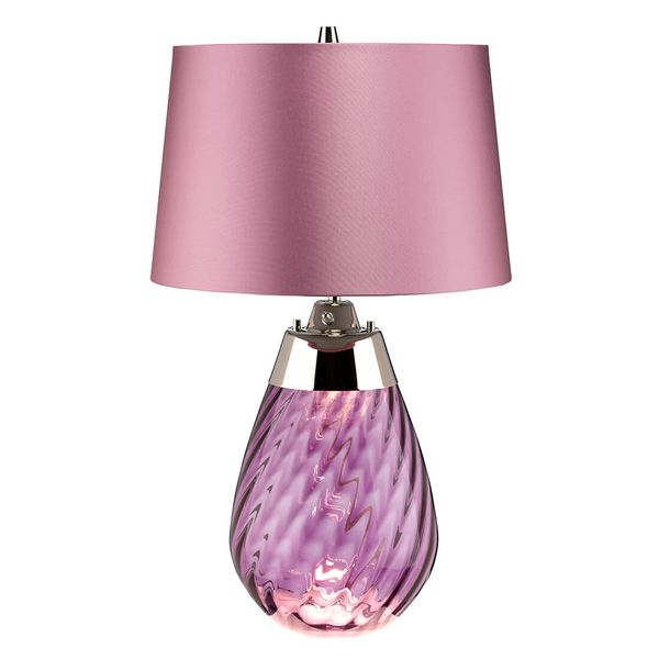 Szklana lampa stołowa Lena LENA-TL-S-PLUM z abażurem śliwkowa