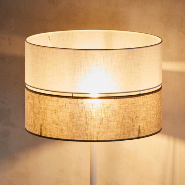 Podłogowa lampa jutowy klosz Linobianco 5241 TK Lighting brązowa biała