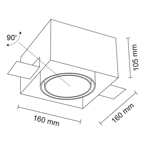 Spot LAMPA sufitowa KOMORO 3308 Shilo podtynkowa OPRAWA kwadratowa OCZKO regulowane WPUST do zabudowy czarny