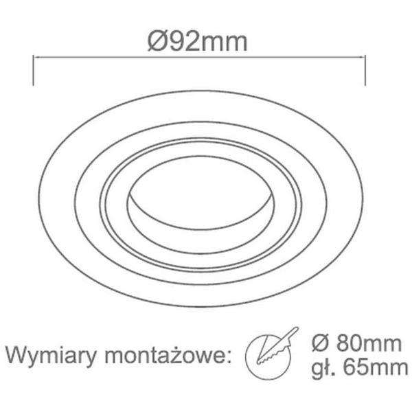 Oczko LAMPA sufitowa Pio Bianco Orlicki Design metalowa OPRAWA podtynkowa wpust okrągły biały