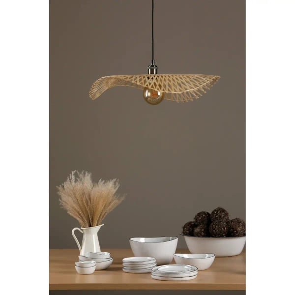 Rattanowa lampa wisząca Deja DEJ6529 kapelusz brązowy czarny