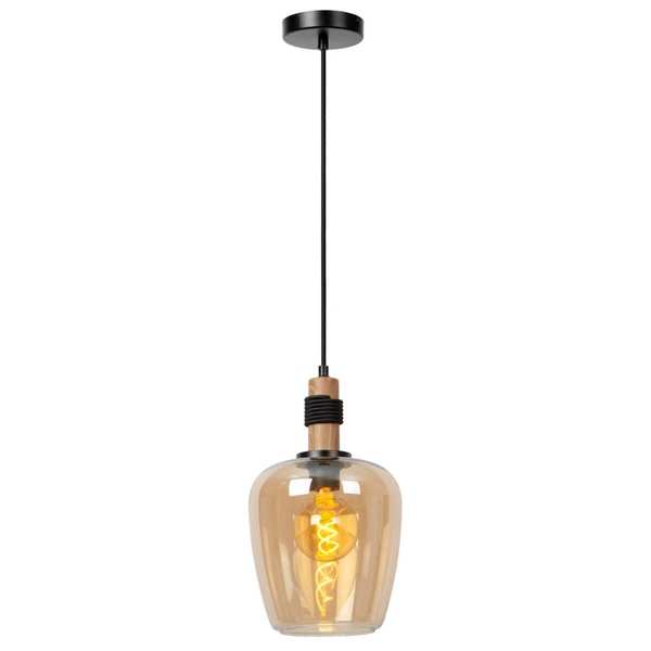 Szklana lampa zwieszana Ilona 45408/22/62 czarny bursztynowy