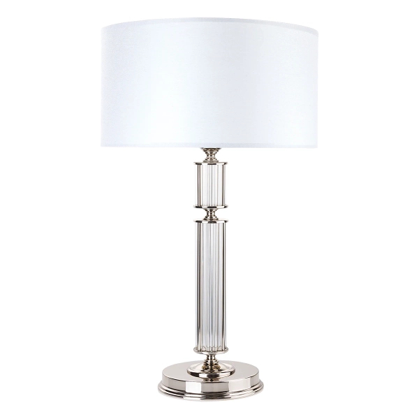 Gabinetowa lampa stołowa Artu ART-LG-1 (N) z abażurem biała nikiel