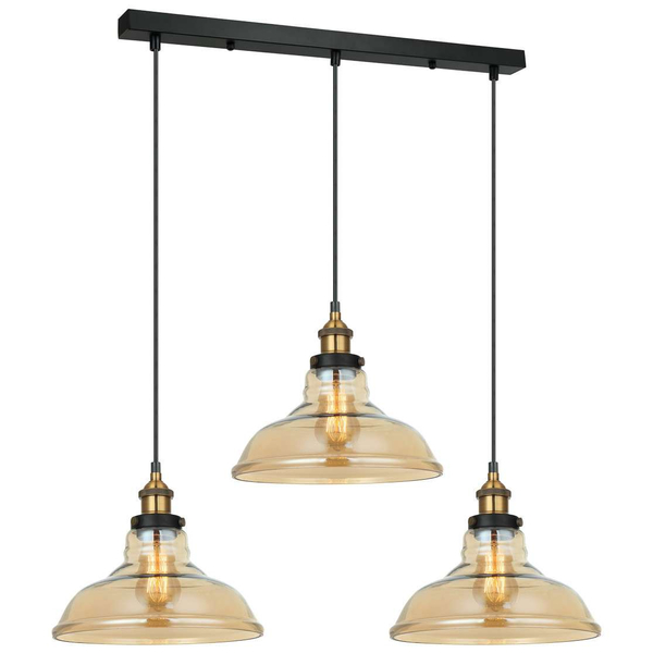 Skandynawska lampa wisząca HUBERT MDM-2381/3 GD+AMB szklana bursztynowy