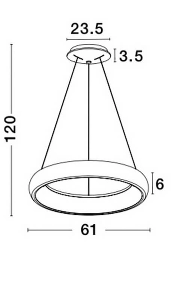 Minimalistyczna lampa wisząca Tolu pierścień LED 50W czarny