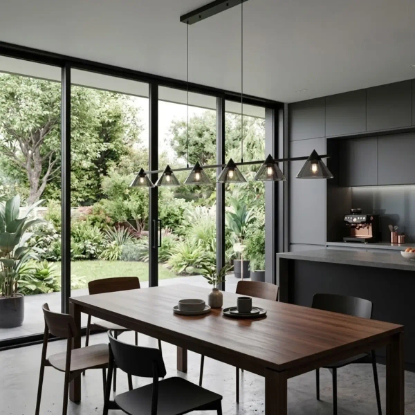 Lampa wisząca geometryczna BLAKE ST-MD1026 czarna szklana metalowa LED 24W 3000K nad stół