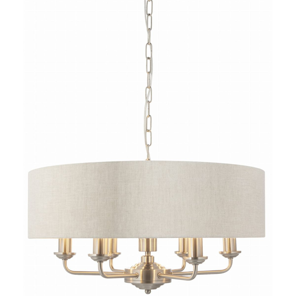 Wisząca lampa do salonu Highclere 94357 Endon na łańcuchu beż chrom