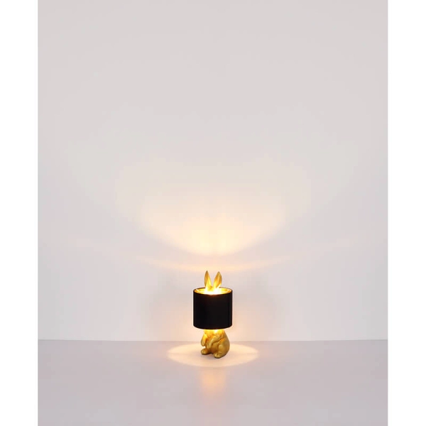 Dziecięca lampka nocna Rabbit 21633G królik z abażurem złoty czarny