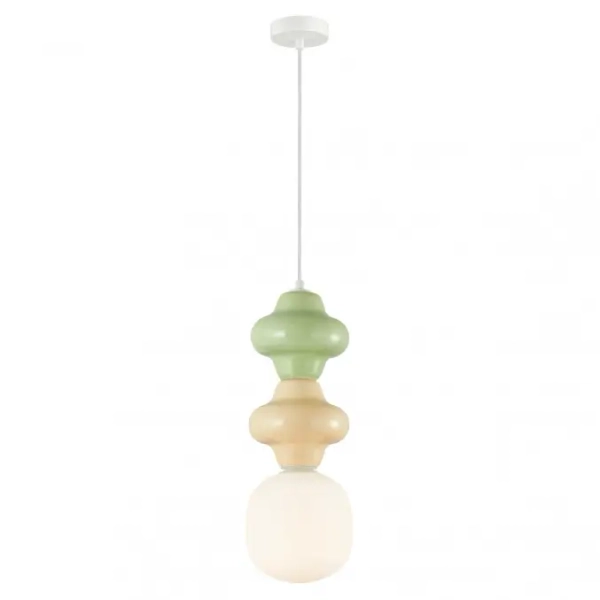 Lampa zwisająca do jadalni Latera PND-94331B-1S-MLTI ceramika żółty zielony