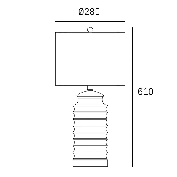 Lampka stołowa Coastal T01026BR-WH paski waza ceramiczna biały mosiądz