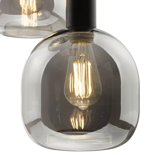 Potrójna lampa wisząca Aiden AID0310 szklane kule przydymione czarny