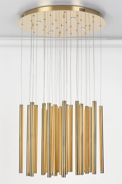 LAMPA wisząca ORGANIC P0242D Maxlight metalowa OPRAWA zwis LED 45W 3000K sople tuby złote