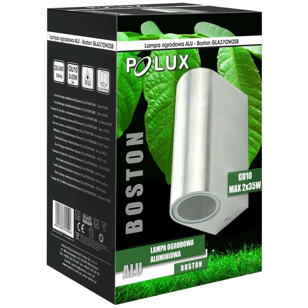 Zewnętrzna LAMPA elewacyjna BOSTON 304599 Polux metalowa OPRAWA ścienna KINKIET do ogrodu outdoor IP44 satyna szczotkowana