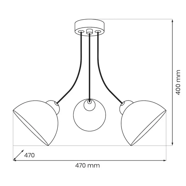 Potrójna wisząca lampa Queen MLP2056 do salonu owalne klosze czarny