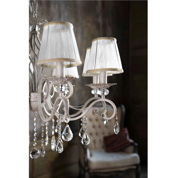 Żyrandol LAMPA wisząca GRACE ARM247-08-G Maytoni abażurowa OPRAWA zwis glamour z kryształkami złoty biały