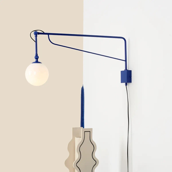Kulista lampa ścienna SOHO 1105C25_D okrągła szklana kobaltowa