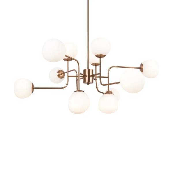 Modernistyczna wisząca lampa Erich MOD221PL-12G mleczne kule złoty
