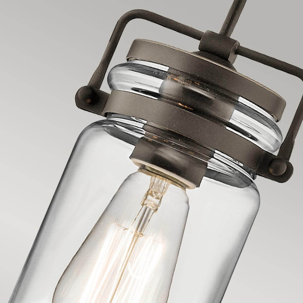 Lampa zwis nad stół Brinley KL-BRINLEY-MP-OZ Kichler szkło przezroczysta brązowa