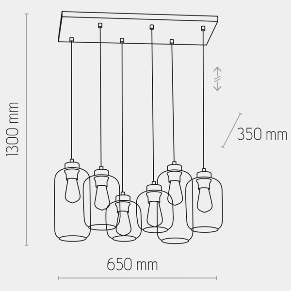 Wisząca loftowa lampa Marco 3328 TK Lighting owalna szklana wielokolorowa