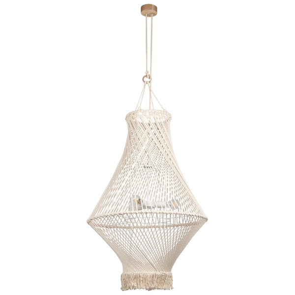 Ekologiczna lampa wisząca REVE 18137374 pleciona podłużny zwis boho kremowy