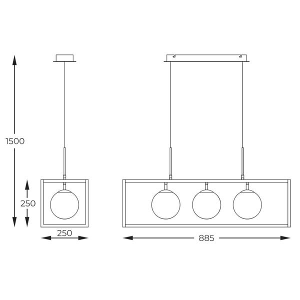 Wisząca lampa Piro MD3115-3-3BT LED 33W 3000-6000K frame czarny biały