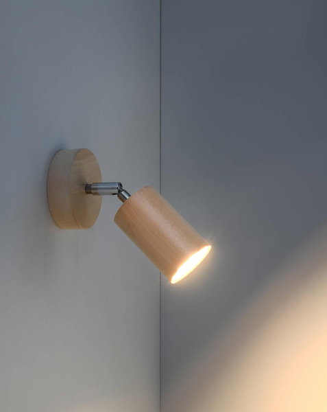 Kinkiet LAMPA ścienna SL.0701 ekologiczna OPRAWA drewniana tuba regulowana brązowa