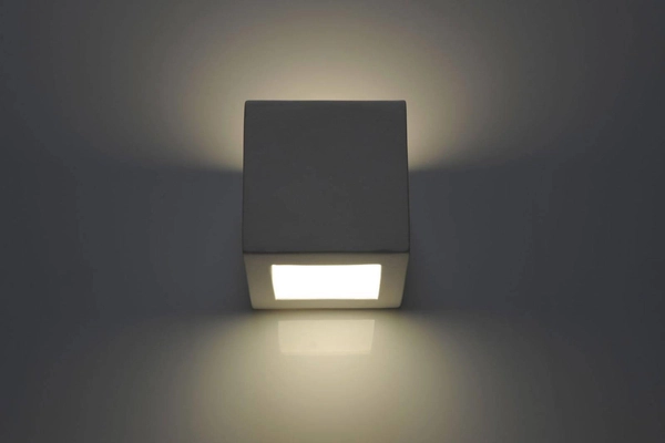Kinkiet LAMPA ścienna SL.0005 ceramiczna OPRAWA kostka cube przyścienna biała