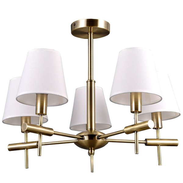 Klasyczna LAMPA sufitowa BALTER MD38482-5 Italux abażurowa OPRAWA metalowa żyrandol biały złoty