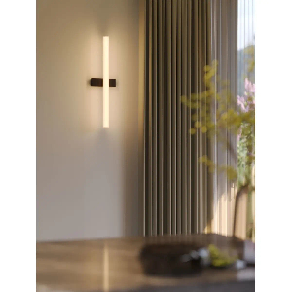 Podłużna naścienna lampa Thora W0420d LED 12W 3000K IP44 czarny