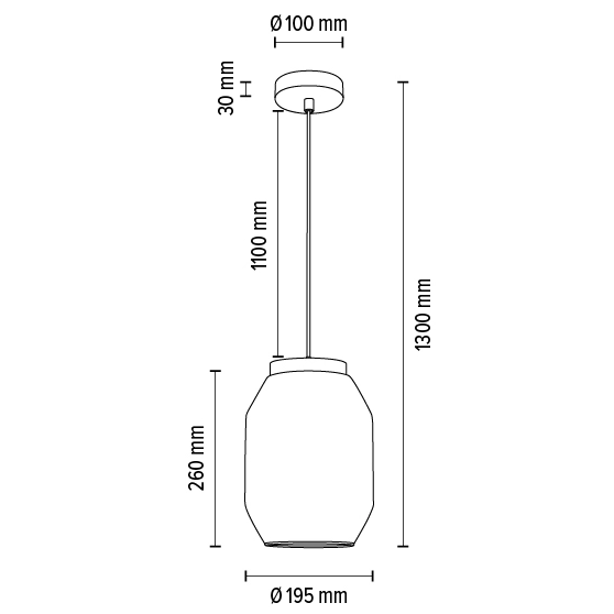 Skandynawska lampa wisząca VASO 169110174 słoik zwis przezroczysty drewno