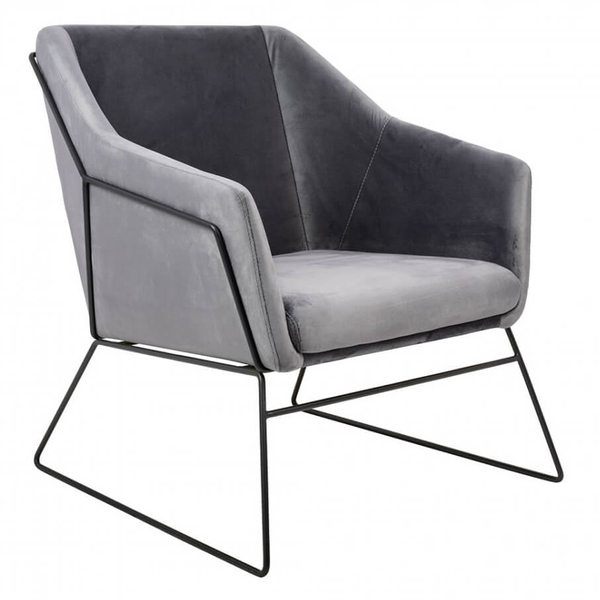 Fotel do salonu Emma MSE011000308.V23 King Home tapicerowany welur szary