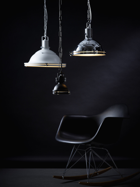 Industrialna LAMPA wisząca NAUTILIUS M 10262103 Kaspa metalowa OPRAWA na łańcuchu ZWIS okrągły chrom