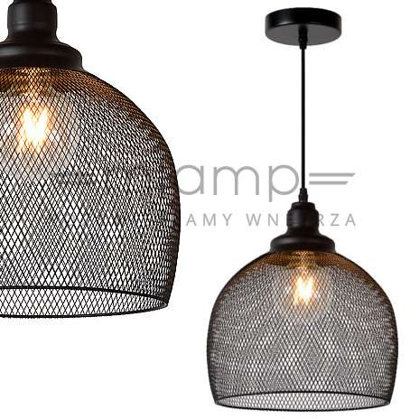 Ażurowa lampa wisząca MESH 43404/28/30 siatka kopuła loft czarna