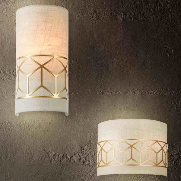 LAMPA ścienna MESSINA H223-WL-01-G Maytoni abażurowa OPRAWA kinkiet złoty beżowy