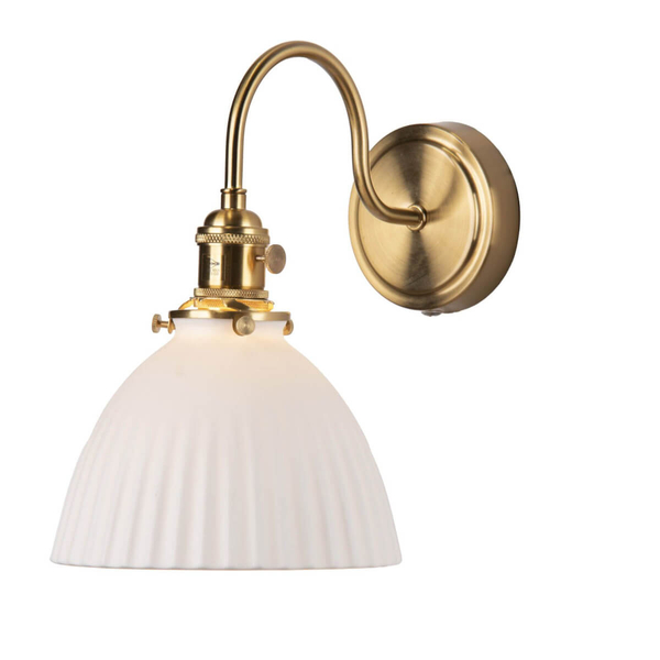 Ceramiczna lampa na ścianę Hadano HAD0740-09 mosiądz biały