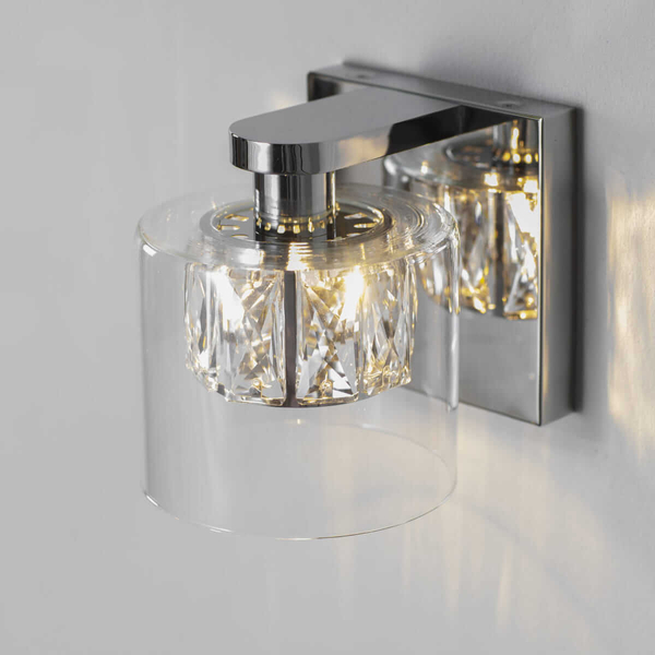 Szklana lampa ścienna Verina 76521 Endon do salonu transparentny chrom